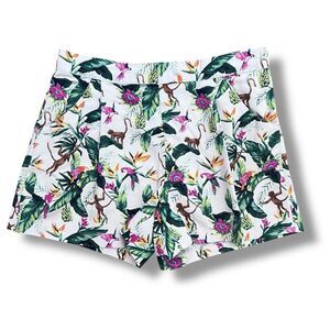 Janie and Jack Girls Tropical Jungle Canvas Short Size 10
